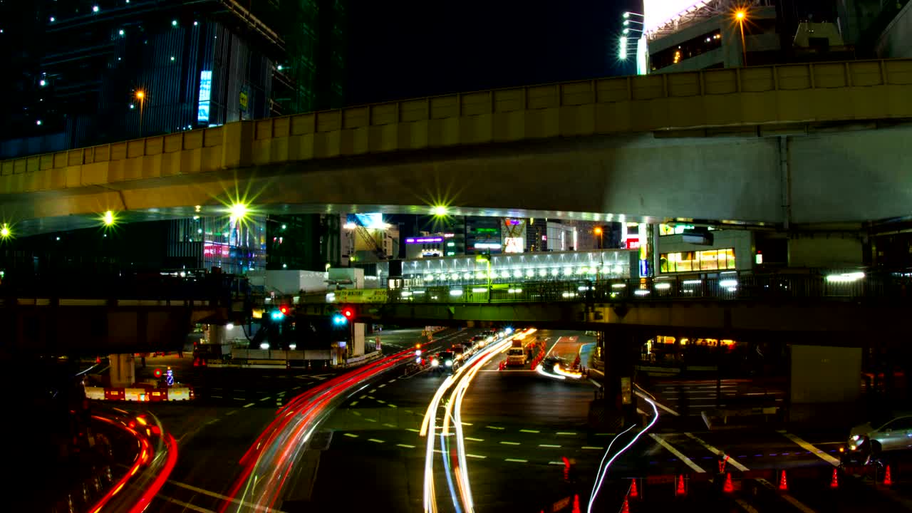 시부야 역 근처 교차로 나이트 스 4k 와이드