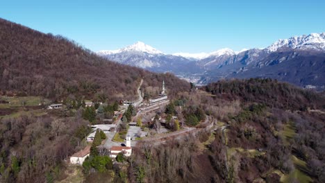 aerial view over consonno ghost town in the olginate municipality of the province of lecco