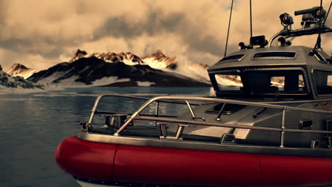 resque boat in cold northern sea