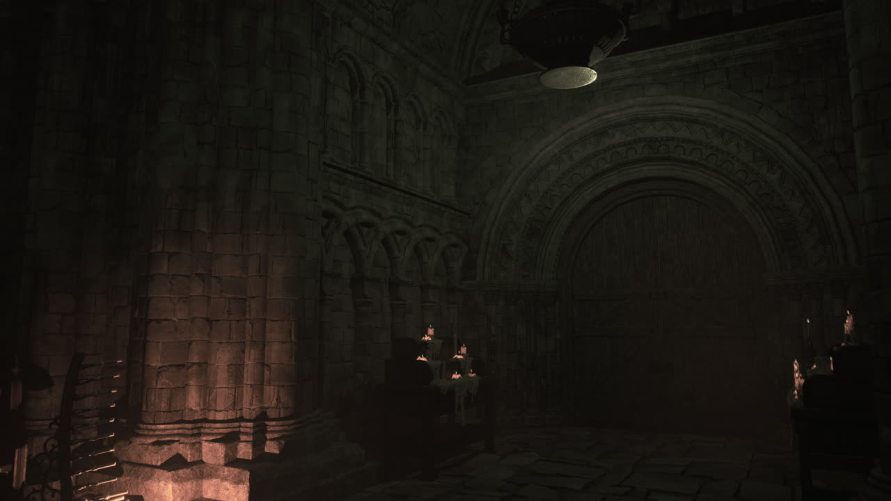 Dark and Mysterious Medieval Church Interior