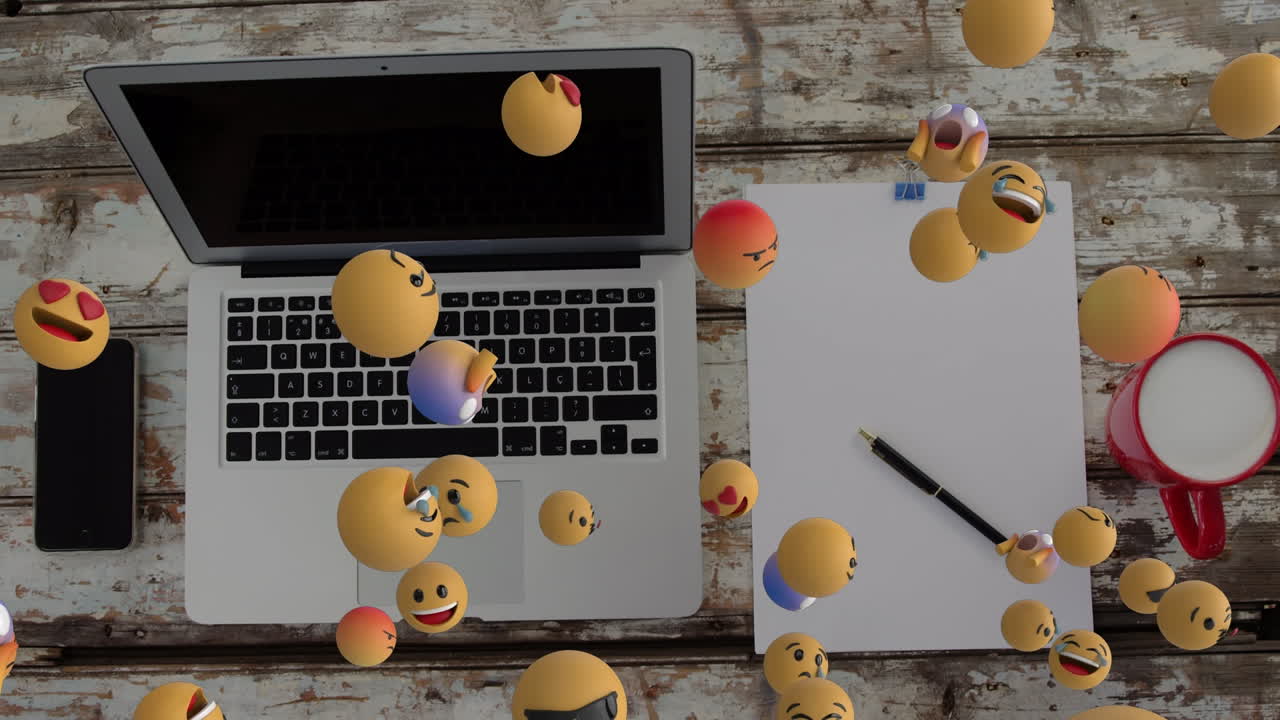 animación de iconos emoji en teléfonos inteligentes y portátiles