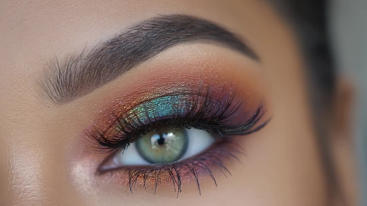 Vibrant eye makeup showcasing colorful eyeshadow techniques