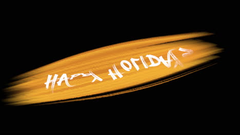 festive orange brush stroke happy holidays in bold white