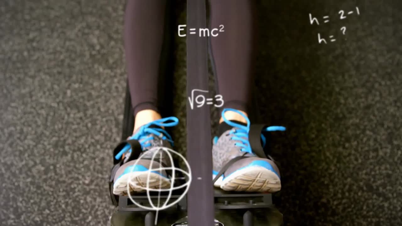 수학 방정식에 대한 소녀 운동.