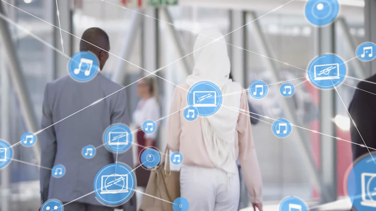 다양한 비즈니스 사람들 사이의 연결 아이콘 네트워크의 애니메이션