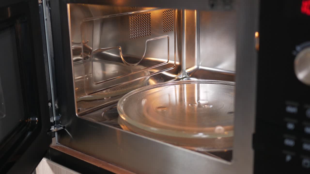 Inside of a microwave oven