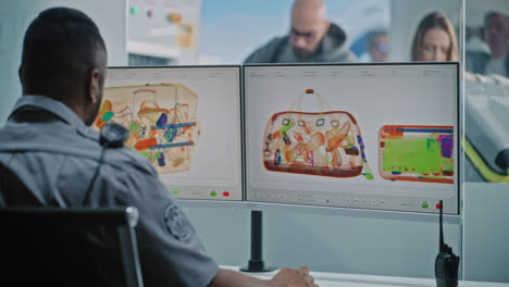 airport security checkpoint with x-ray baggage screening