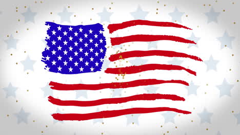 animación de rayas y estrellas coloreadas con la bandera de los estados unidos