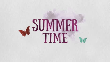 tiempo de verano con mariposa en la textura de la pintura