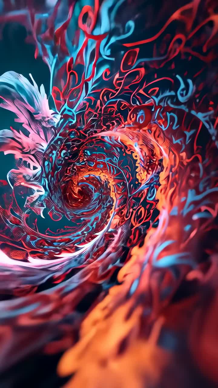 Vertical video: Frame starting spiral vortex contracting inward in void, ember core brightening