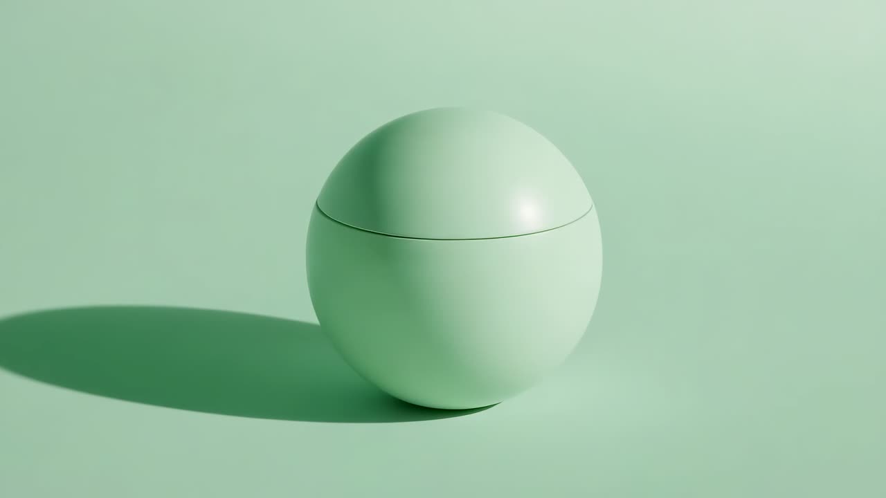 After two seconds, mint-green smart lamp showing equator line on tabletop, shifting to amber glow