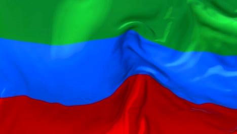 dagestan flag waving in wind slow motion animation . 4k realistic fabric texture flag smooth blowing on a windy day continuous seamless loop background.