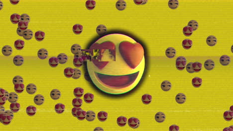 animation of social media heart emoji icons over yellow background