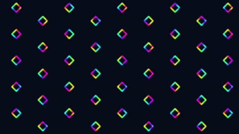 patrón de cuadrados de arco iris plano en filas en degradado negro