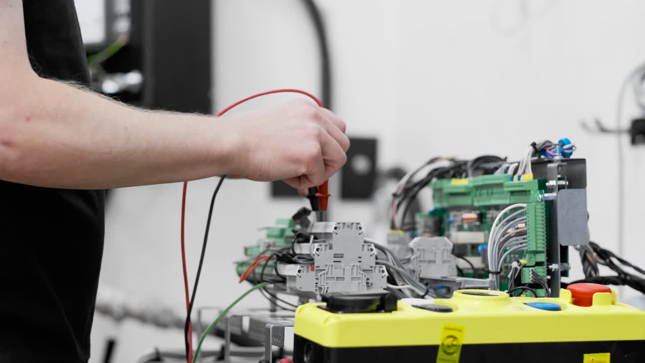 Electrician safely wiring circuitboard installation electric component motherboard system elevator electrocute copper metal warning hazardous hazard dangerous safe certification professional industry