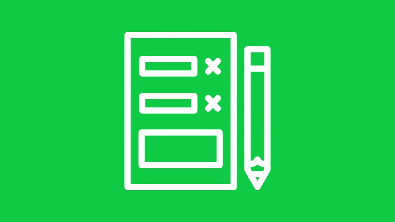 Animated Checklist with Pencil on Green Screen Background