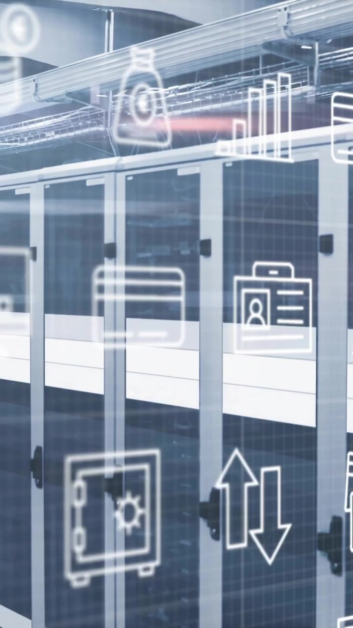 Animation of digital icons and data processing over computer servers