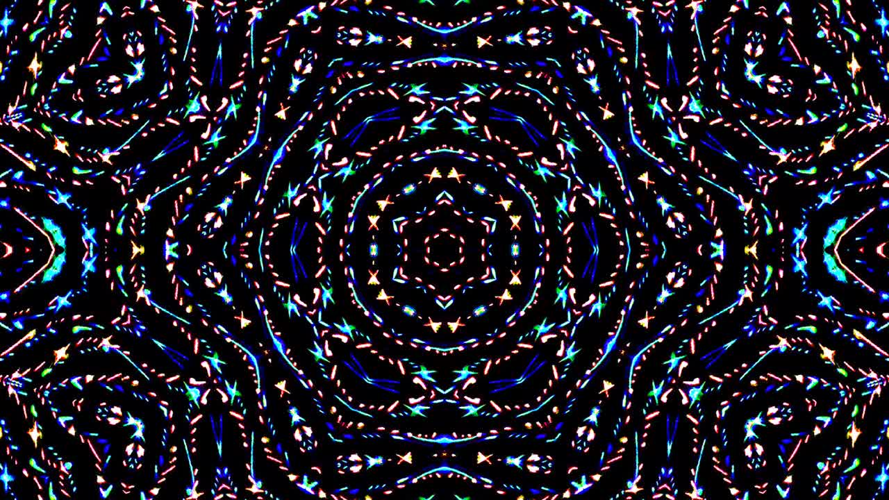 hermoso caleidoscopio abstracto que brilla, una luz radiante que regula los movimientos sutiles