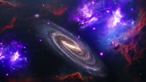 volando a través de las estrellas y la galaxia nebulosa, el universo