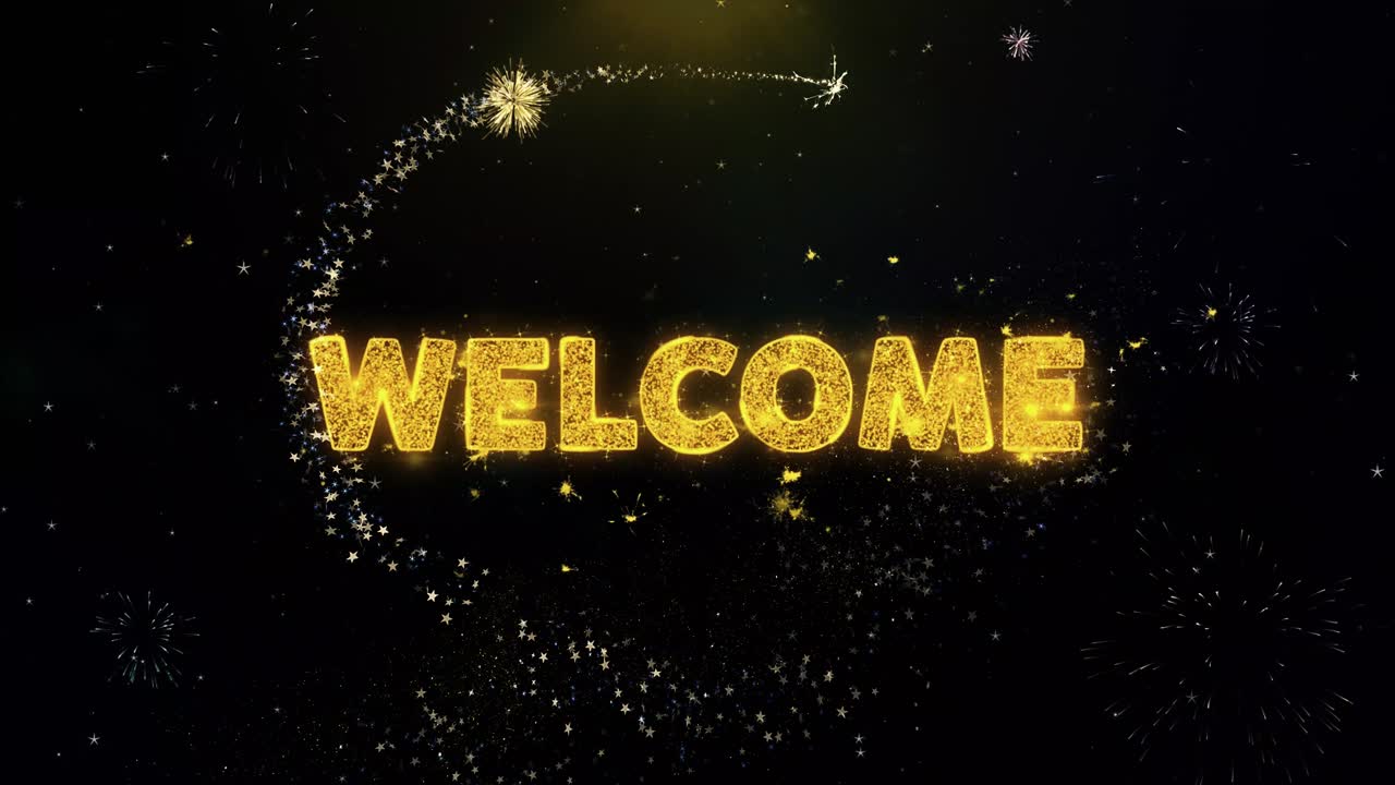 Grafica di Benvenuto con Fuochi d'Artificio