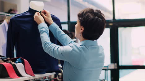 empleado que arregla la camisa formal