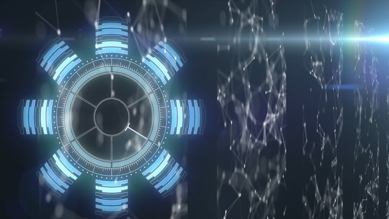 анимация сканирования и обработки данных через компьютерные серверы