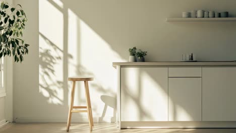 bright and minimalist kitchen with sunlight