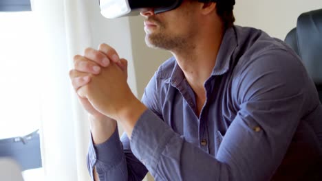 man using virtual reality headset 4k