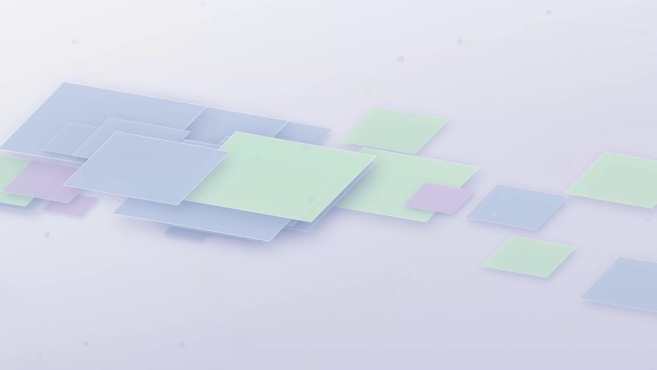Minimalist 3D animation of pastel geometric rectangular panels smoothly floating across bright white space.