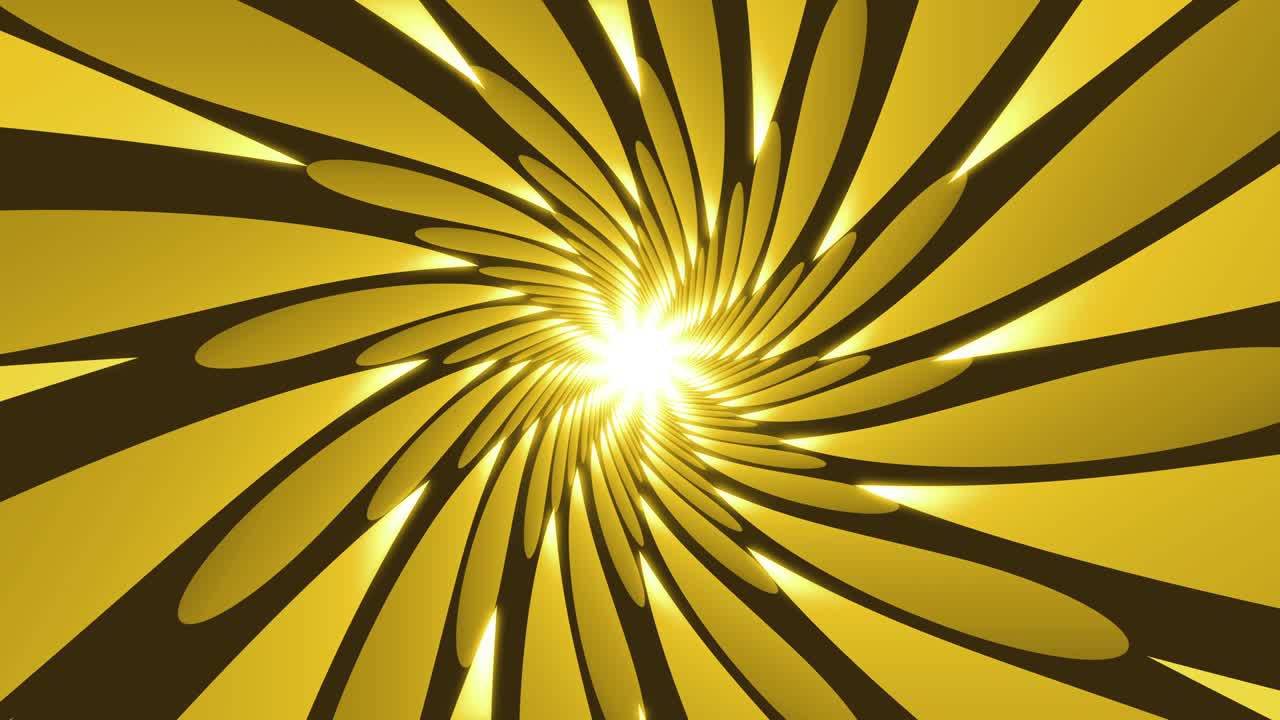 노란색 추상적인 꽃 스피럴 소용돌이 터널 배경 루프 애니메이션