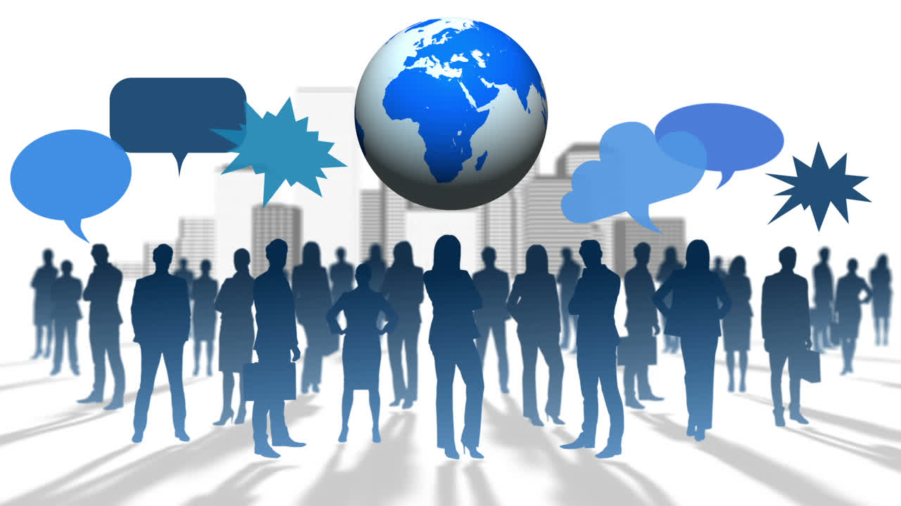 사업가들의 파란색 실루