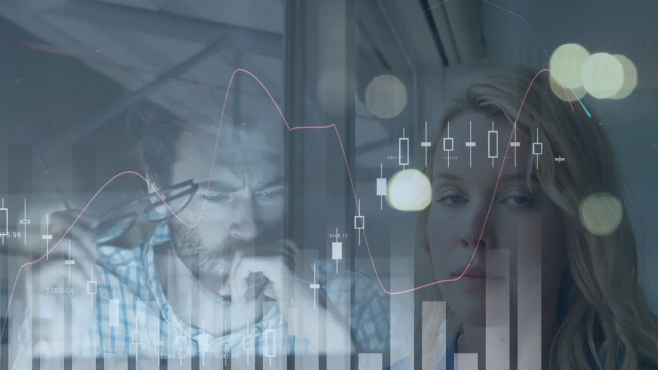 procesamiento de datos estadísticos contra hombres caucásicos y mujeres caucásicas en la oficina
