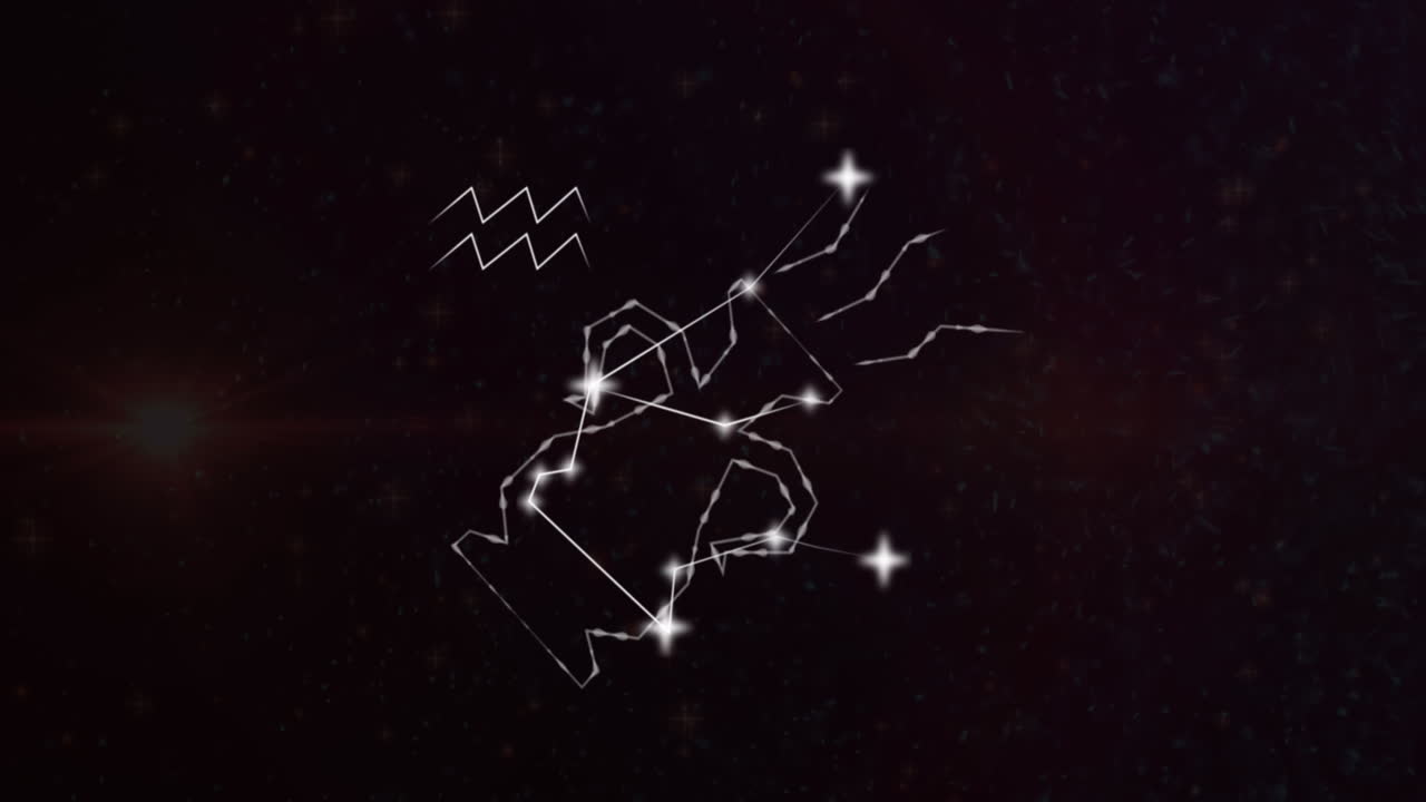 Animazione del segno zodiacale dell'Acquario con stelle luminose