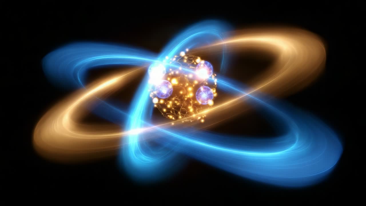 A Stunning Visualization of Atomic Structure Highlighting Electrons Orbiting Around a Vibrant Nucleus, Depicting Fundamental Concepts of Quantum Physics in a Beautifully Abstract Art Style