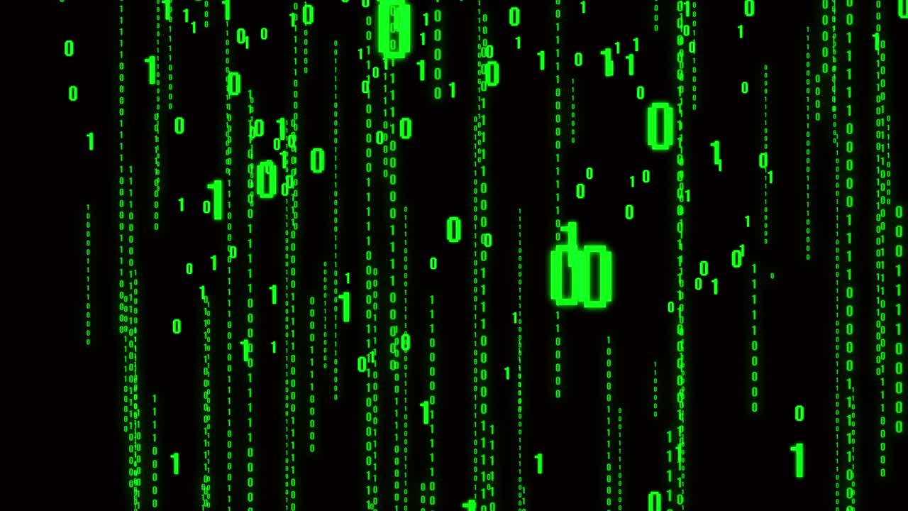 4k The Matrix style binary code,falling number,abstract future tech background.