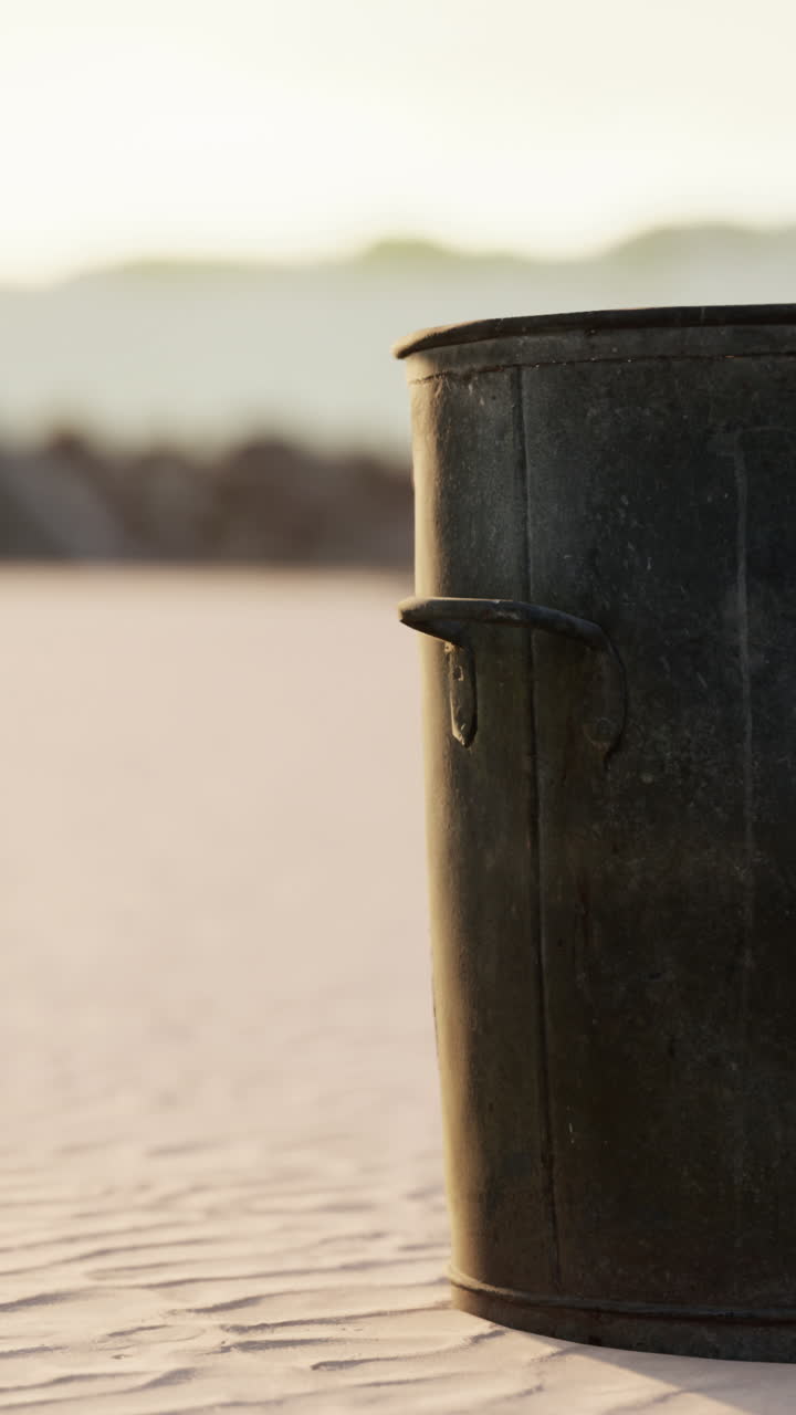 모래 해변 에 있는 오래된 녹말 한 금속 버