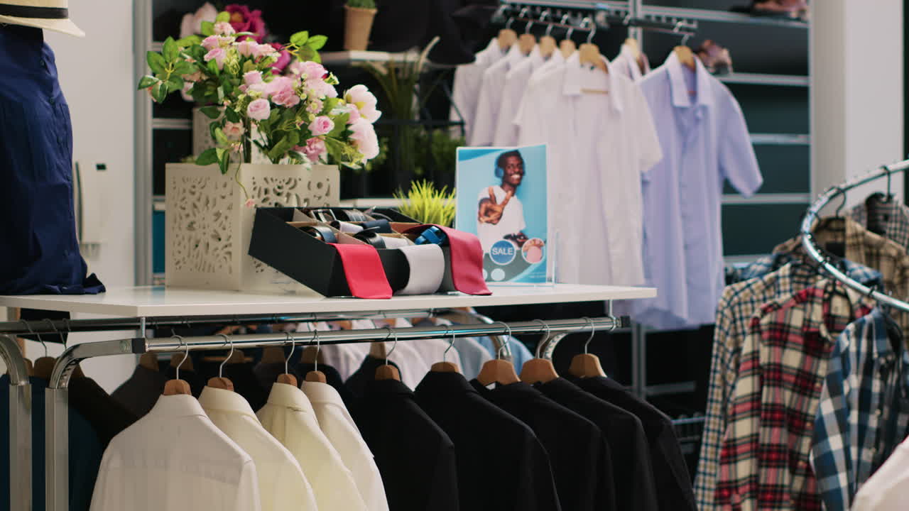 상품 을 가진 비어 있는 옷 가게