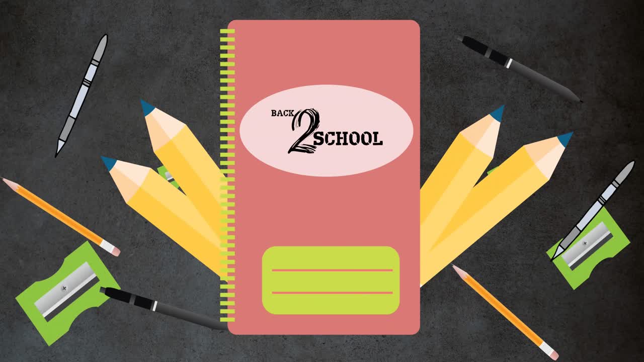 학교 아이콘 위에 학교로 돌아가는 텍스트의 애니메이션