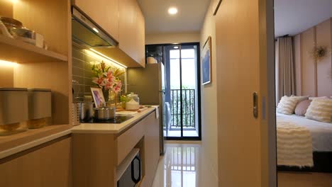 compact and stylish kitchen area in an apartment decoration