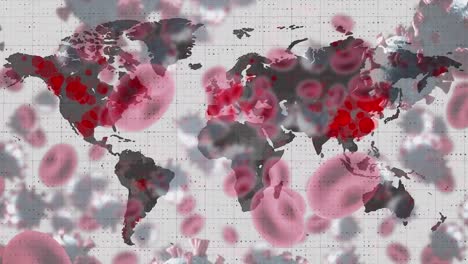 Animation-Der-Weltkarte-Und-Datenverarbeitung-Von-Covid-19-Zellen