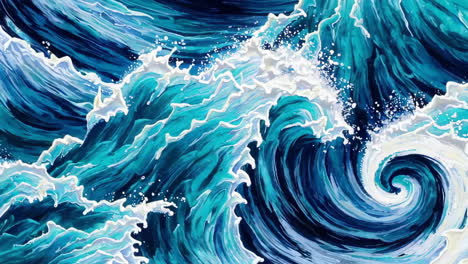 abstract painting of powerful ocean waves