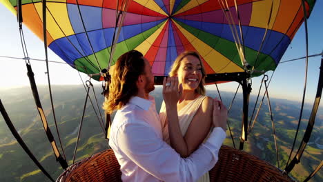 romantic couple's hot air balloon adventure