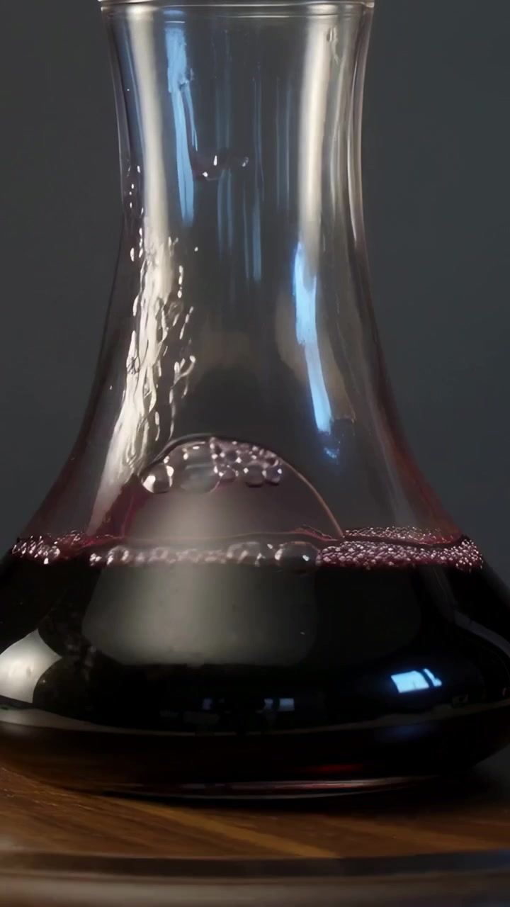 Vídeo vertical: Aglomerado crescendo, bolha se soltando e subindo em jarra sobre base de madeira com anel de espuma