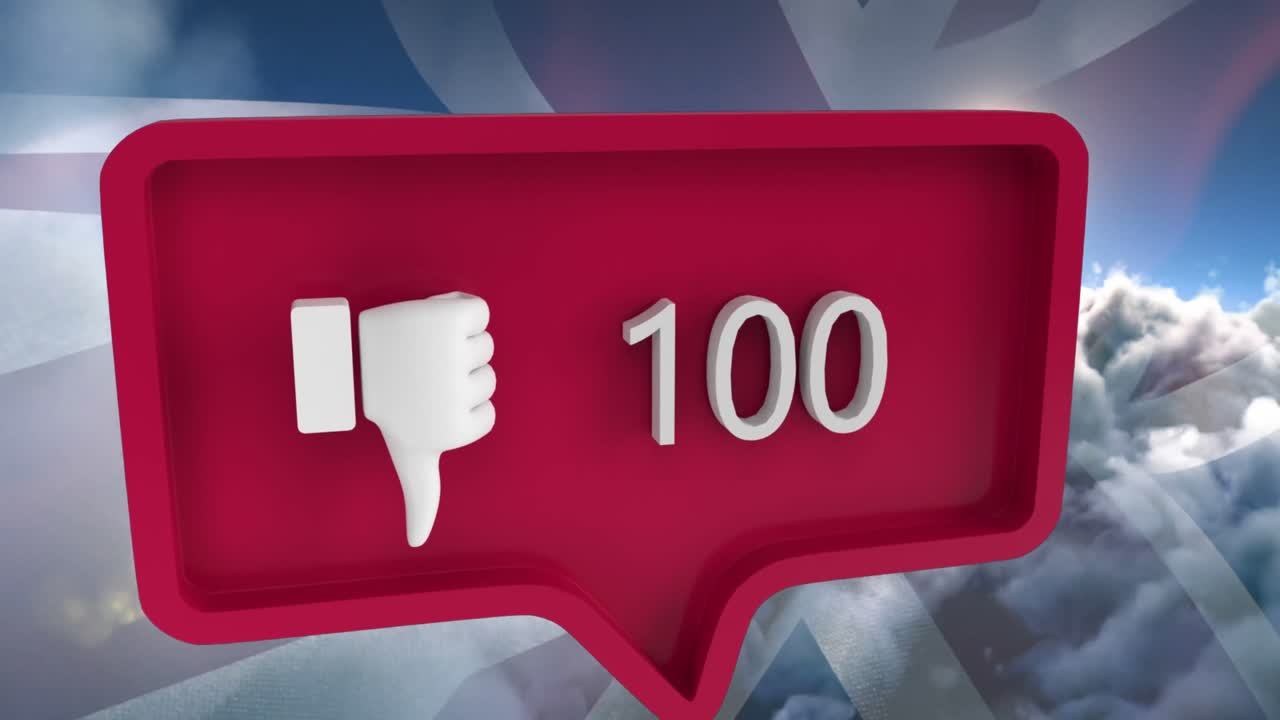 미국 국기와 함께 음성 거품에 숫자를 가진 아이콘과는 달리 애니메이션