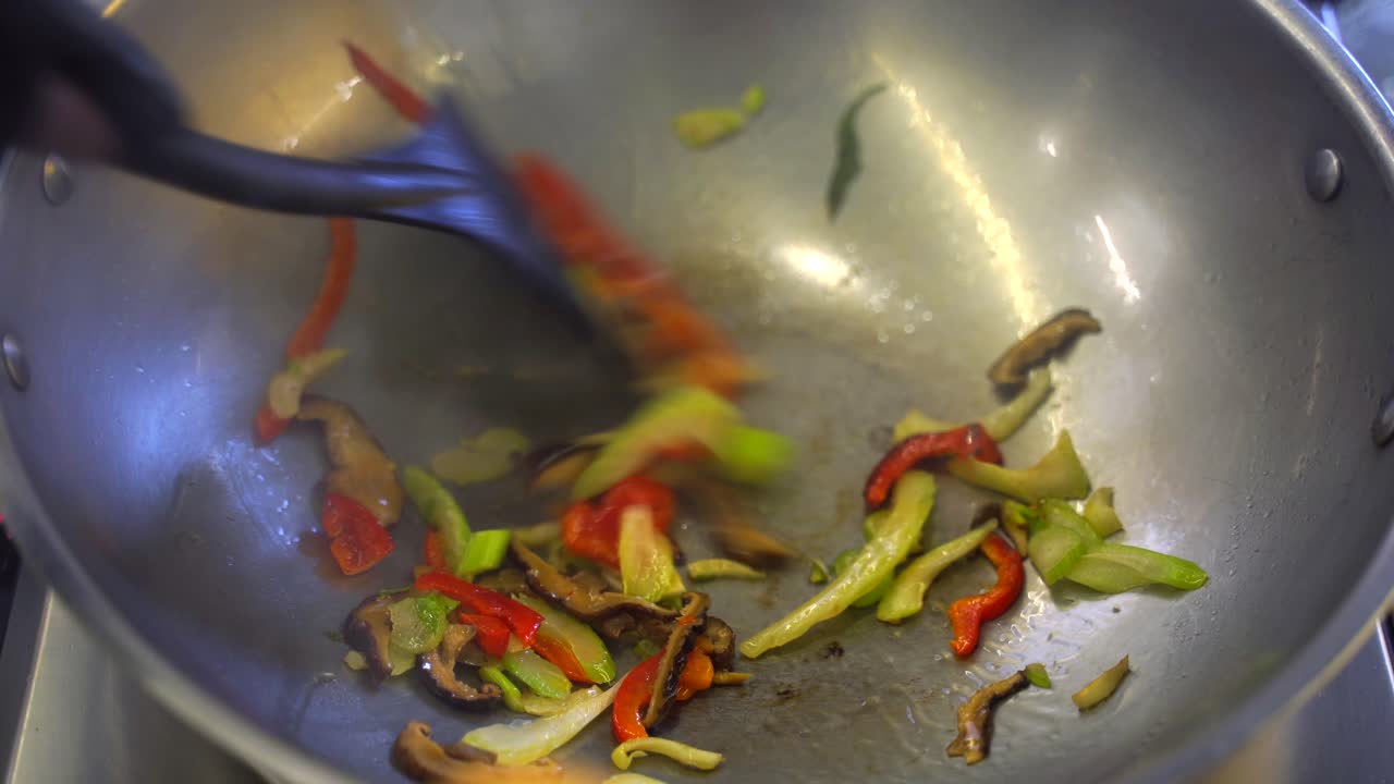 Stir-frying Vegetables in a Wok