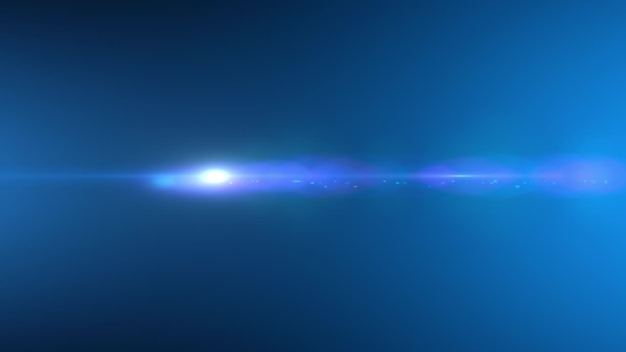 Bagliore digitale dell'obiettivo su sfondo nero con cornice orizzontale calda. Sfondo con flare blu naturale.