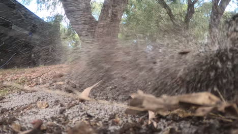 Remote-controlled-truck-car-doing-burnouts-and-spying-dirt-from-the-wheels-at-200-FPS