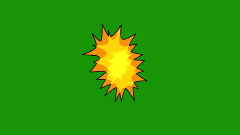 Cartoon-boom-explosion-animation-on-green-background,-chroma-key