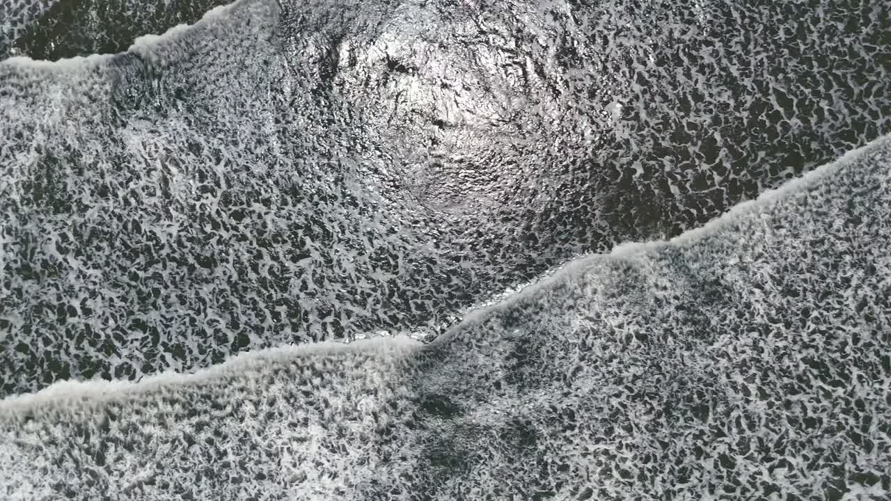 Sea Waves Crawling On The Shores Of Camburi Beach In São Sebastião, São Paulo, Brazil. Aerial Topdown, Tracking Shot