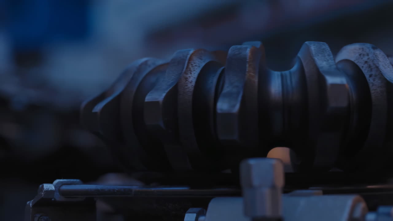 Close-up of a metal industrial machine part